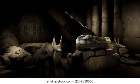 Egyptian Tomb With Ancient Pharaoh Sarcophagus
