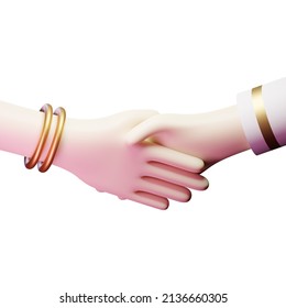 Eid Al Fitr Shake Hand 3D Render Illustration