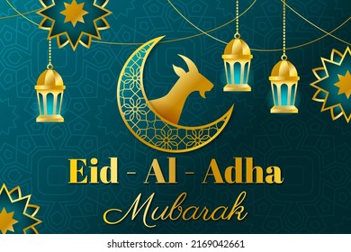 Eid Aladha Background Muslim Community Celebration Stock Illustration ...