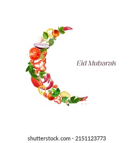 Eid Mubarak. A creative 3D and hot poster design for advertising, branding, and hoarding. Salad dressing. - Powered by Shutterstock