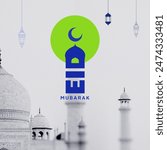 Eid Mubarak. A creative and conceptual logo, typography, poster design for various design projects like branding, greeting, poster, advertising, etc. Eid typography.  