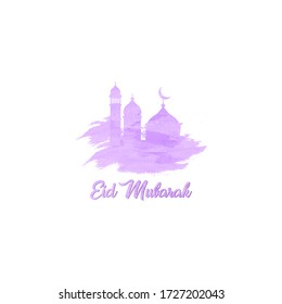 Eid Mubarak Greeting Mosque Icon Al Fitr Islam Purple Arabic