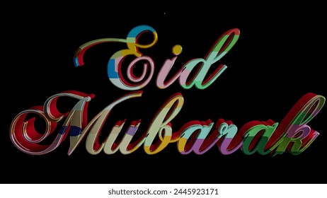 Eid Mubarak Text 3D Multi color