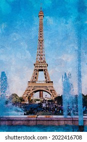 Eifel Tower Watercolor Painting Artwork