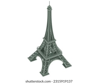 Eiffel tower isolated on white background. 3d rendering - illustration