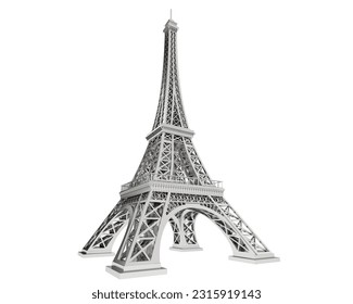 Eiffel tower isolated on white background. 3d rendering - illustration