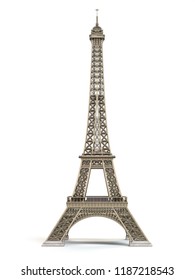 Eiffel Tower metallic isolated on a white background. 3d illustration
