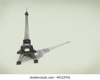 Eiffel Tower in Paris. 3d illustration on a beige background.