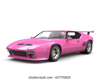 Eighties Pink Concept Sports Car - 3D Illustration