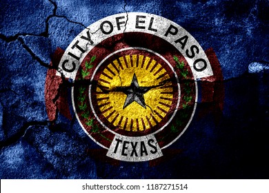 El Paso, Texas Rusted Cracked Flag, Rusty Background. United States Of America Earthquake