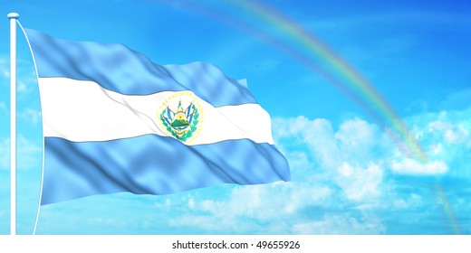 El Salvador flag on beautiful sky background - Powered by Shutterstock