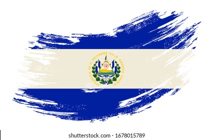 El Salvadoran Flag Brush Stroke Grunge Background. Raster Version.