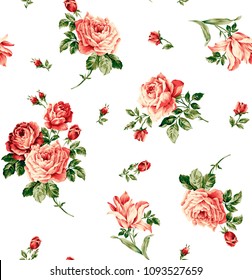 Elagant Rose Flower Pattern, Beautiful Floral For Print Fashion