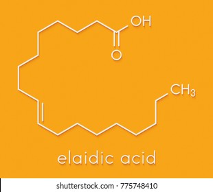 Elaidic Acid Molecule. The Main Trans Fat Found In Hydrogenated Vegetable Oils. Skeletal Formula.