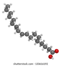 Elaidic Acid Trans Fatty Acid, Molecular Model. Trans Fatty Acids Are Found In Hydrogenated Vegetable Oils, And Are Used In The Production Of E.g. Margarine. Atoms Are Represented As Spheres