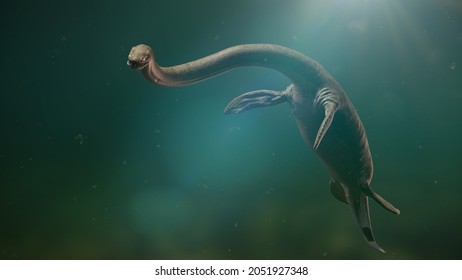 Elasmosaurus, Long-necked Plesiosaur From The Late Cretaceous Period, 3d Science Illustration 