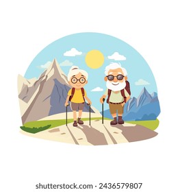 Elder couple hiking outdoors together, sport activities concept. - Powered by Shutterstock