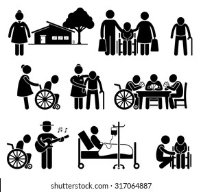 Elderly Care Nursing Old Folks Home Retirement Centre Pictogram - Powered by Shutterstock