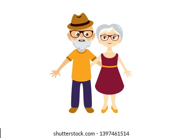 Elderly Couple Love Vector Elderly Cartoon Stock-vektor (royaltyfri ...