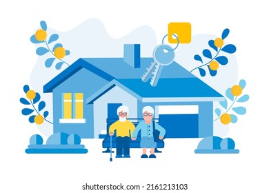 The elderly are retired. Pension provision, real estate insurance, real estate loan for the elderly.  Real estate property ownership concept. - Powered by Shutterstock