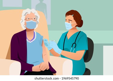 the elderly were injected with vaccines by nurses illustration - Powered by Shutterstock