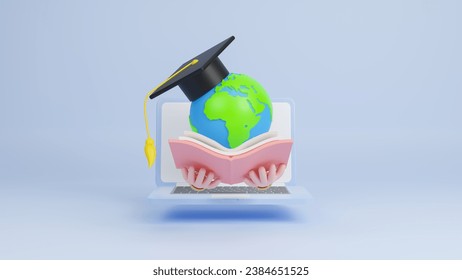 E-learning concept, study online class technology network, online education, education, training, professional qualifications. Digital courses to develop new skills. knowledge in homeschool. 3d render