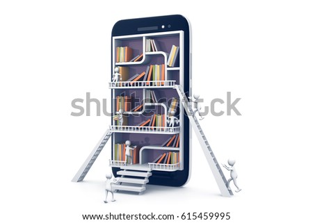 E-learning education or internet library concept.3d illustration