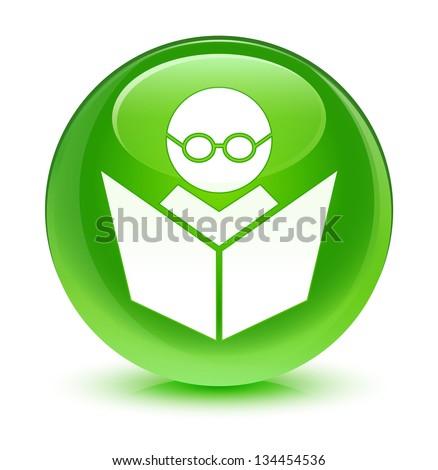 E-learning icon glassy green button