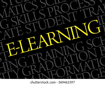 E-LEARNING Word cloud education concept background