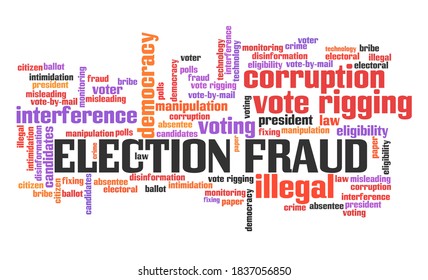 Election Fraud Concept. Electoral Fraud And Corruption. Word Cloud Sign.