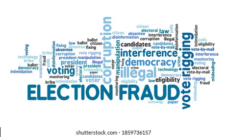 Election Fraud Concept. Electoral Fraud And Corruption. Word Cloud Sign.