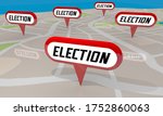 Election Polling Location Map Pins Voting Day Precincts 3d Illustration