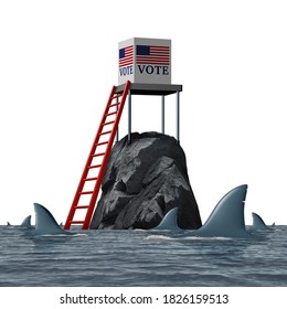 Election suppression and United States vote problem or suppressed voters in the US as a voting issue for difficulty casting votes in the elections with 3D illustration elements.