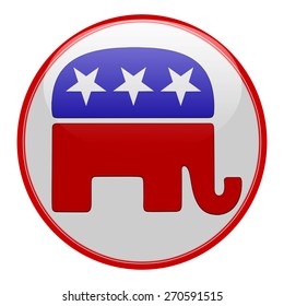 Elections Button Shape With Republican Party Icon 