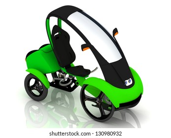 Electric Bike Velomobile Isolated On White