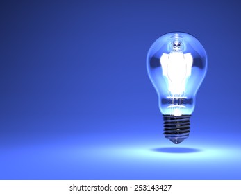 Electric Bulb On Blue Text Space. 3D render illustration. Isolated on Blue Text Space. - Shutterstock ID 253143427