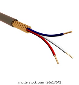 The Electric cable on white background.
