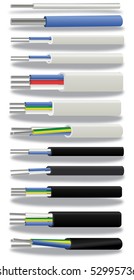 Electric Cable Vector Image 1wire 2wire 스톡 일러스트 52995736 | Shutterstock