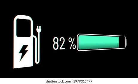 Electric Car Battery In Active Charging Visionary Dashboard . 3D Rendering Computer Graphic .