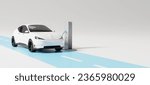 Electric car charging battery, eco energy. 3d rendering