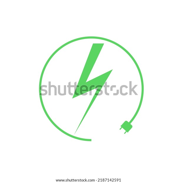 Electric car charging icon,\
graphic design template, lightning bolt. Parking with electric\
charge sign