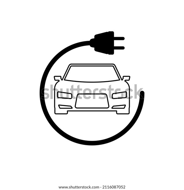 Electric\
car charging icon isolated on white\
background