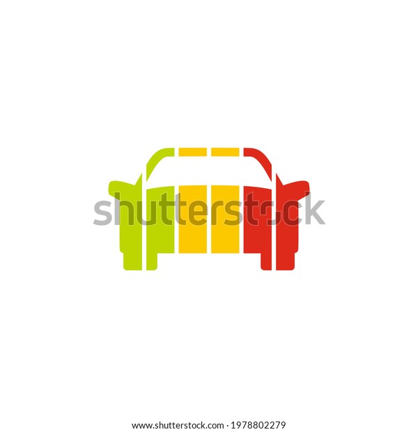 Electric car and charging logo icon isolated\
on white\
background