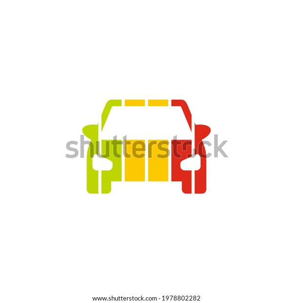 Electric car and charging logo icon isolated\
on white\
background
