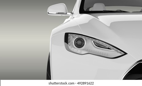 Electric Car Close-up 3D Rendering