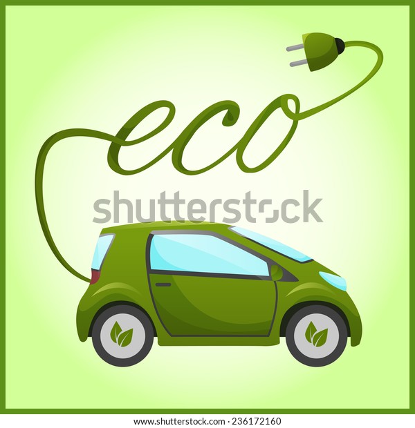 Electric car with eco\
design. \
illustration
