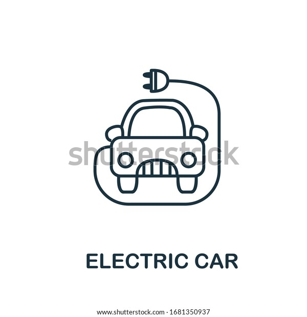 Electric Car icon from clean energy\
collection. Simple line element electric car symbol for templates,\
web design and\
infographics