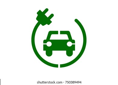 Electric Car Icon, Green Drive Symbol