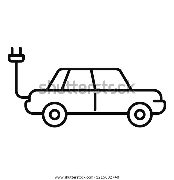 Electric car icon. Outline\
illustration of electric car icon for web design isolated on white\
background