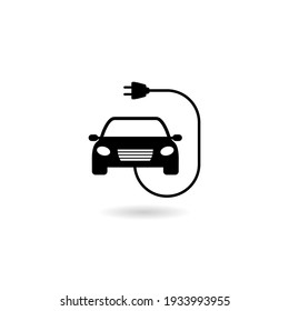 Electric Car Icon With Shadow